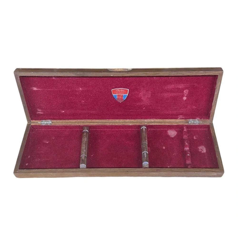 Vintage Gerber Legendary Blades 3 Piece Carving Set w/ Walnut Display Box